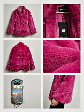 Apparis Sophie Faux Fur Coat Pink